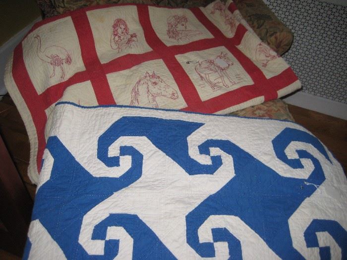 Antique hand stitched quilts