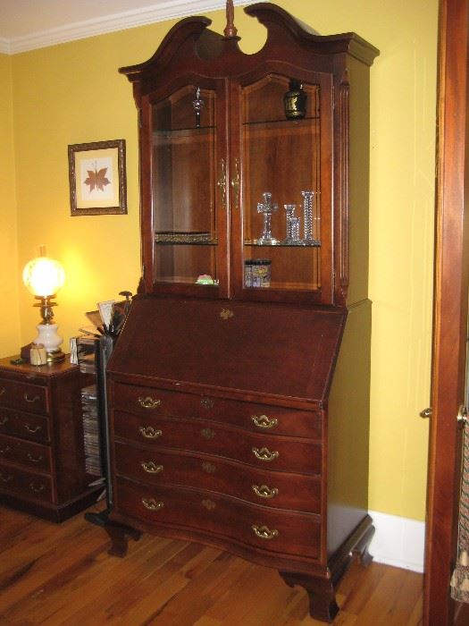 Thomasville cherry secretary with display cabinet $800