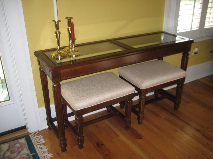 Sofa/hall table with 2 benches