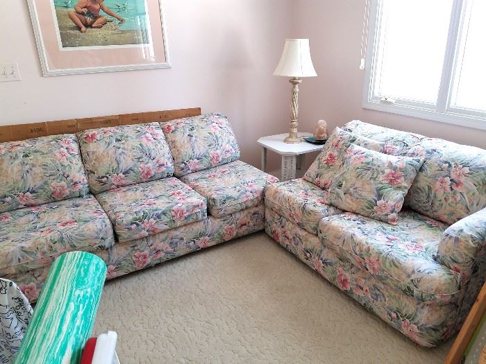 Floral sleeper sectional