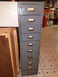 Tall vintage metal card file cabinet