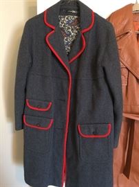 Vintage woman's wool coat with red piping