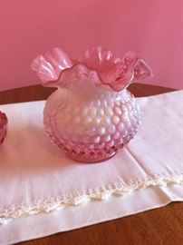 Pink Hobnail rose bowl