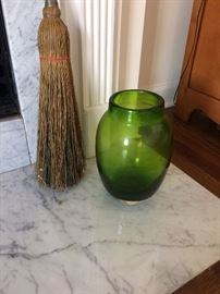 Large green glass vase