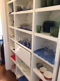 Elegant glassware displayed in pantry