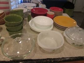 Vintage "Glasbake", Green Daisy Pattern