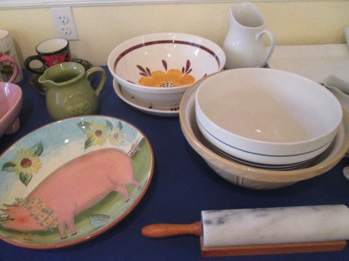 Lots of great Mixing Bowls and a Marble Rolling Pin