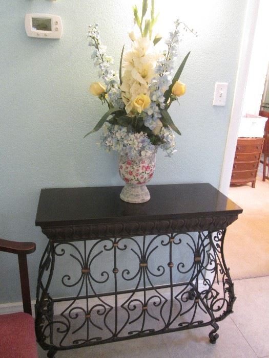 Wrought Iron Base Console Table, great look!