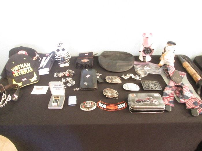 Harley Davidson items; belt buckles and more