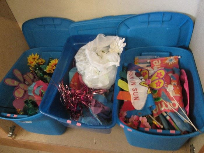 bins of various holiday items