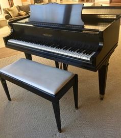 1. Chickering, Est. 1823, Black Ebony Baby Grand Piano, w/ 60" Bench