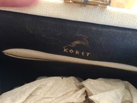 89. Koret Vintage White Leather Handbag w/ Jeweled Clasp
