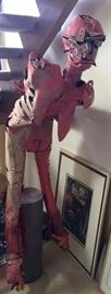 16. Folded Pink Metal Sculpture of Athlete (18" x 35" x 65")