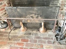 Brass duck andirons