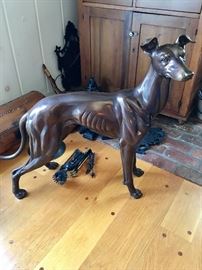 Bronze greyhound sculpture