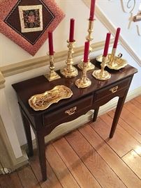 Brass candlesticks and accessories