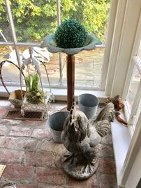 Garden accessories including cement rooster