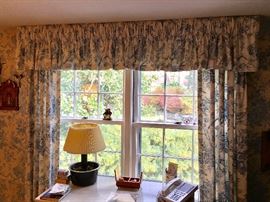 Toile draperies and valence