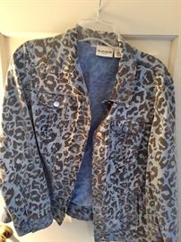 Chicos Platinum leopard print jean jacket