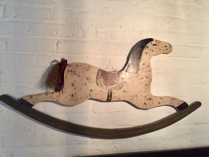 Vintage rocking horse hanging sculpture