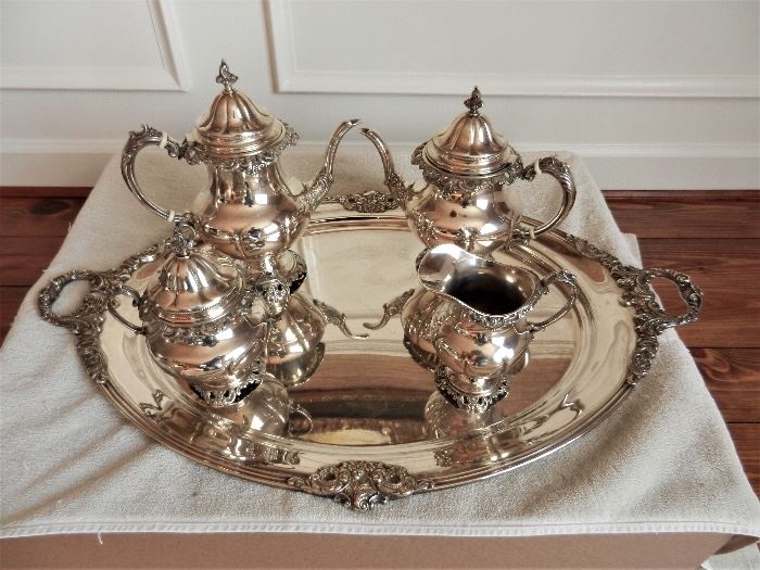 Sterling coffee/tea set with tray
