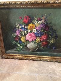 European floral oil painting