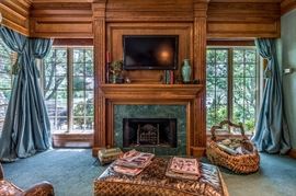 Master bedroom sitting area - all the draperies in the house are for sale.