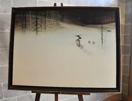 Original painting by Michael Atkinson hangs above the love seat in the study.