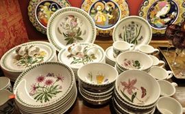 Botanical dinner ware backed Bjorn Wiinblad designed plates for Rosenthal