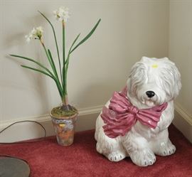 Someone would surely like to adopt the wonderful large ceramic dog.  He doesn't eat much.  SOLD AT PREVIEW