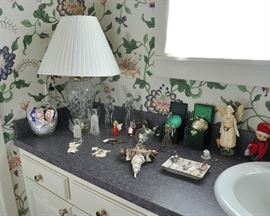 A collection of angels and 2 Radko Madonna ornaments plus a vintage shelf elf or 2,