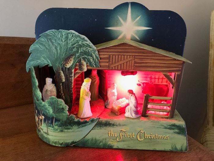 Clemco First Christmas Music Box Nativity...Angel is missing but everything works.