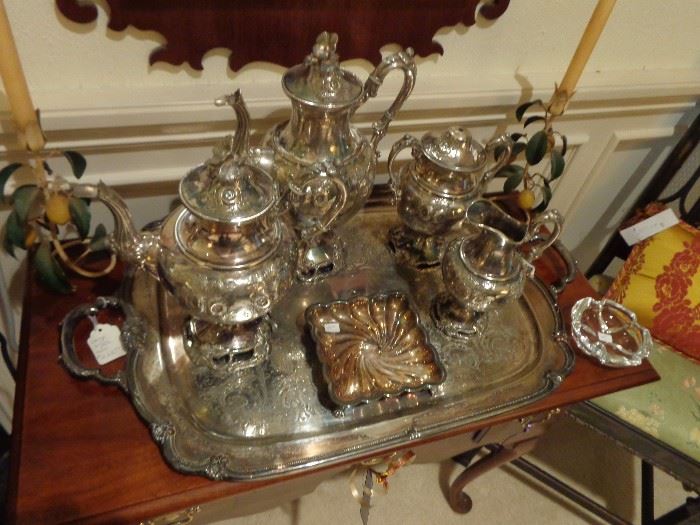 Antique silver plated silver service