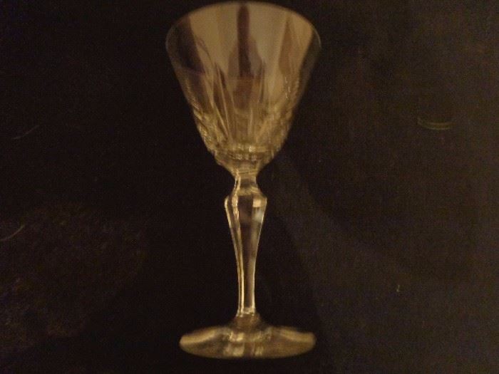 Seven Baccarat stems, martini glasses