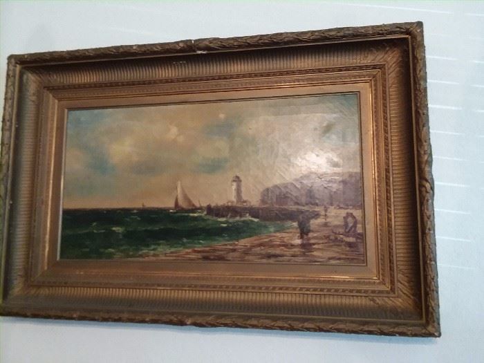 Marine Lighthouse Painting by Listed British artist - James H. C. Millar (1884-1903)