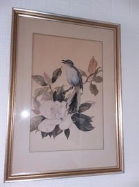 Pair of Hand painted Watercolor - Bird Studies