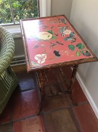 Antique Bamboo Table w/Decoupage Top