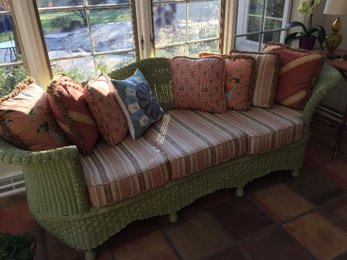 Great Victorian Wicker Sofa w/Pillows