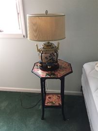 Victorian Bamboo Table w/ Decoupage Top