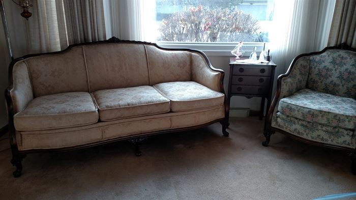 Beautiful Antique/French Prov. Style Sofa and Chair....Smoking Stand...