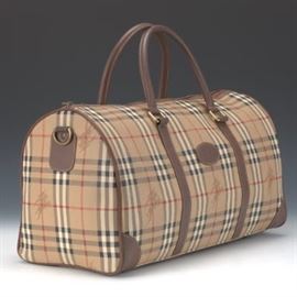 Burberry Coated Canvas Haymarket Check Carry On Travel Bag
