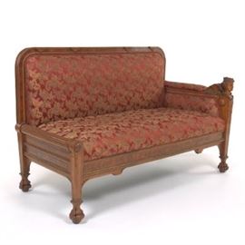 Carved and Upholstered Chaise Lounge