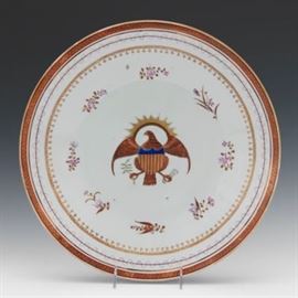 Chinese Export Armorial Porcelain Charger with American Eagle, ca. 18th Century 