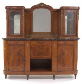 French Empire Style Server and Cabinet with Marble Top