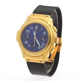 Hublot MDM 18K Gold Chronograph Watch with Natural Rubber Band 