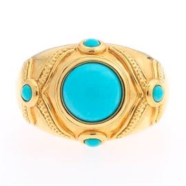 Ladies Gold and Turquoise Ring 