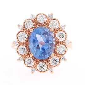 Ladies Unheated Sapphire and Diamond Ring, GIA Report 