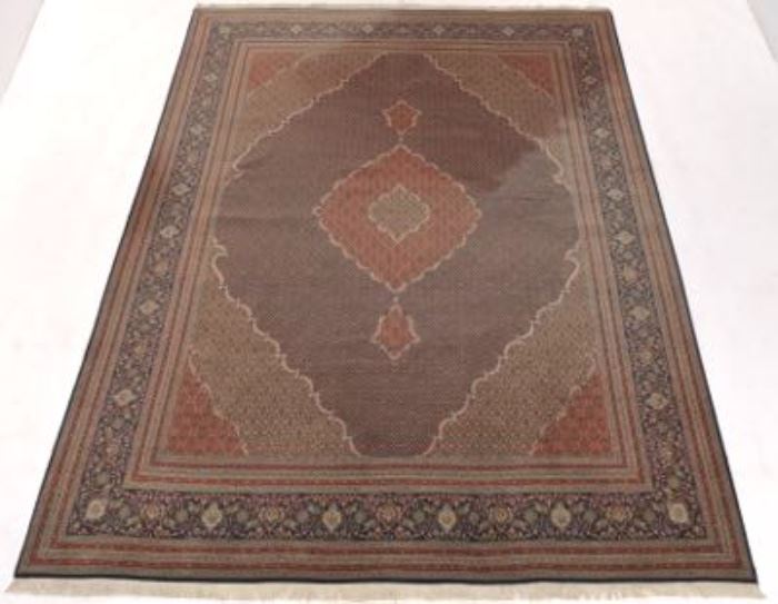 Persian Tabriz Silk and Wool Fish Design Carpet