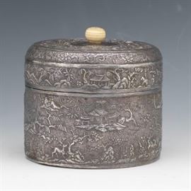 Sterling Silver Japanese Tea Caddy Signed