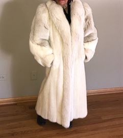 full-length white mink coat (size small)